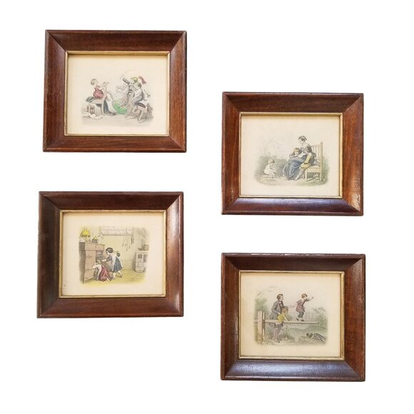 Vintage Prints by Borghese 19th Century Children Rare Set of 4 - Picture 11 of 12